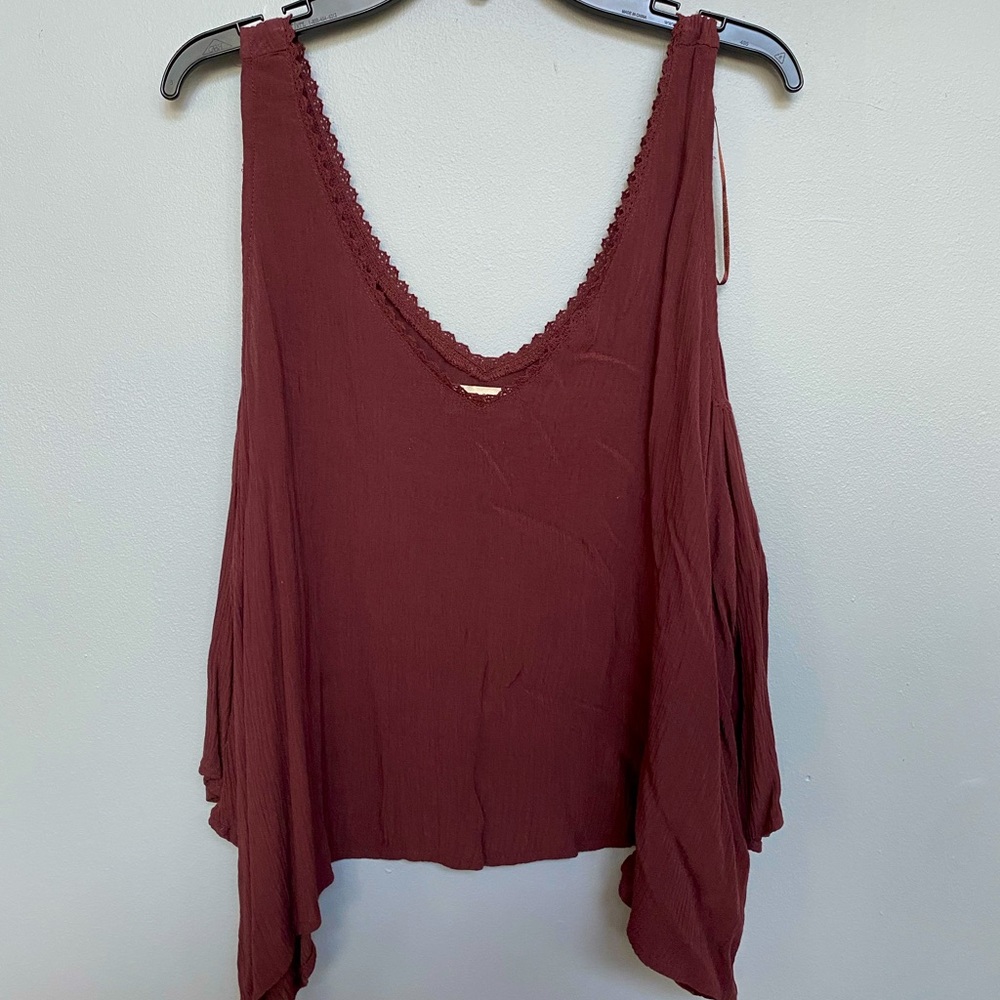 Maroon Off The Shoulder Long Sleeve Shirt